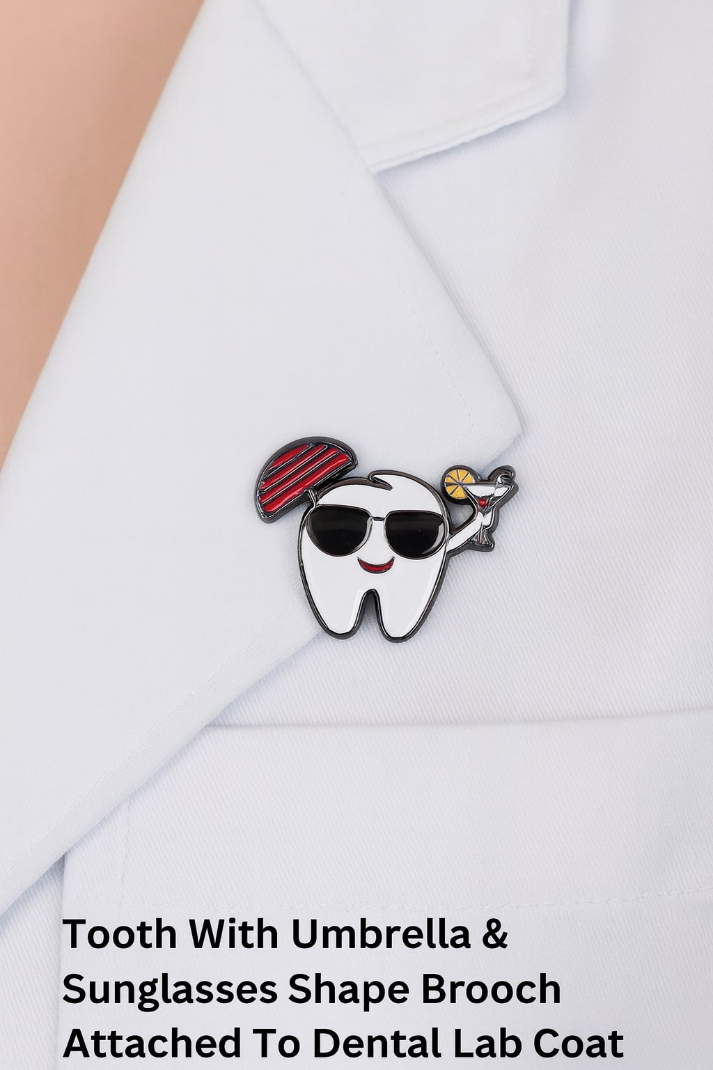 iDentical Tooth With Umbrella & Sunglasses Shape Brooch - Pack Of 1 (ZYR-4066)