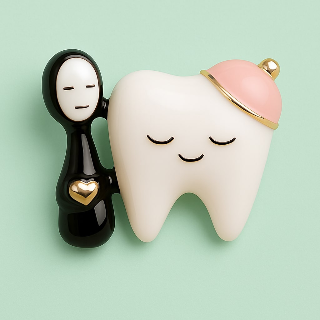 iDentical Tooth With Pink Cap & Toothbrush Shape Brooch – Pack of 1 (ZYR-4060)