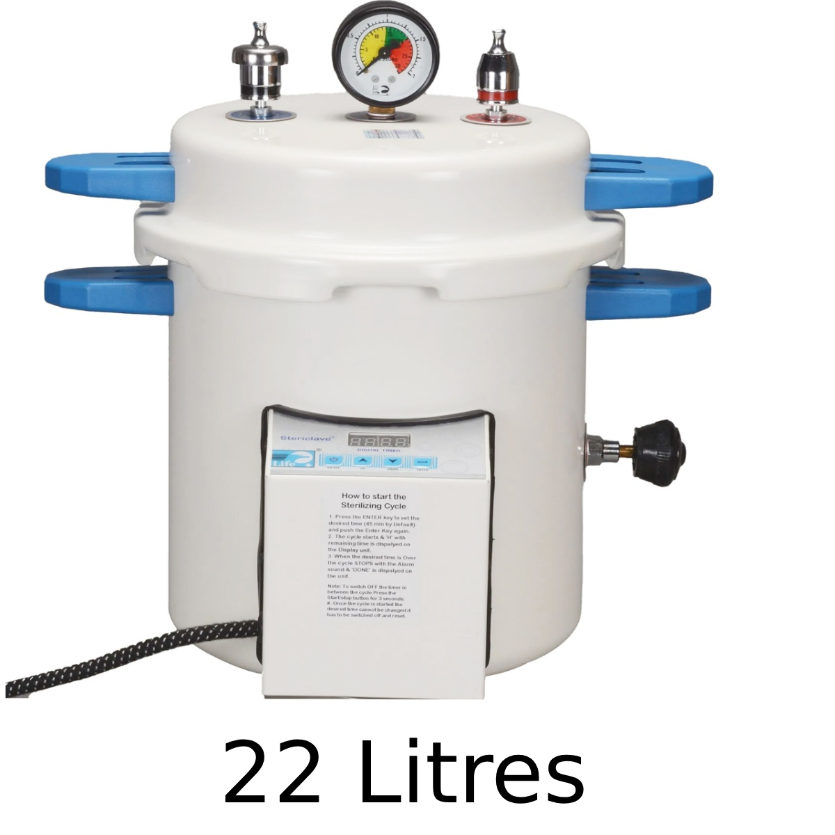 Life Stericlave With Digital Display Timer  - 22 Litres With Drum (11 x 9 inches) [ST1212EDT] (Suitable for Sterilizing IMPLANT KIT)
