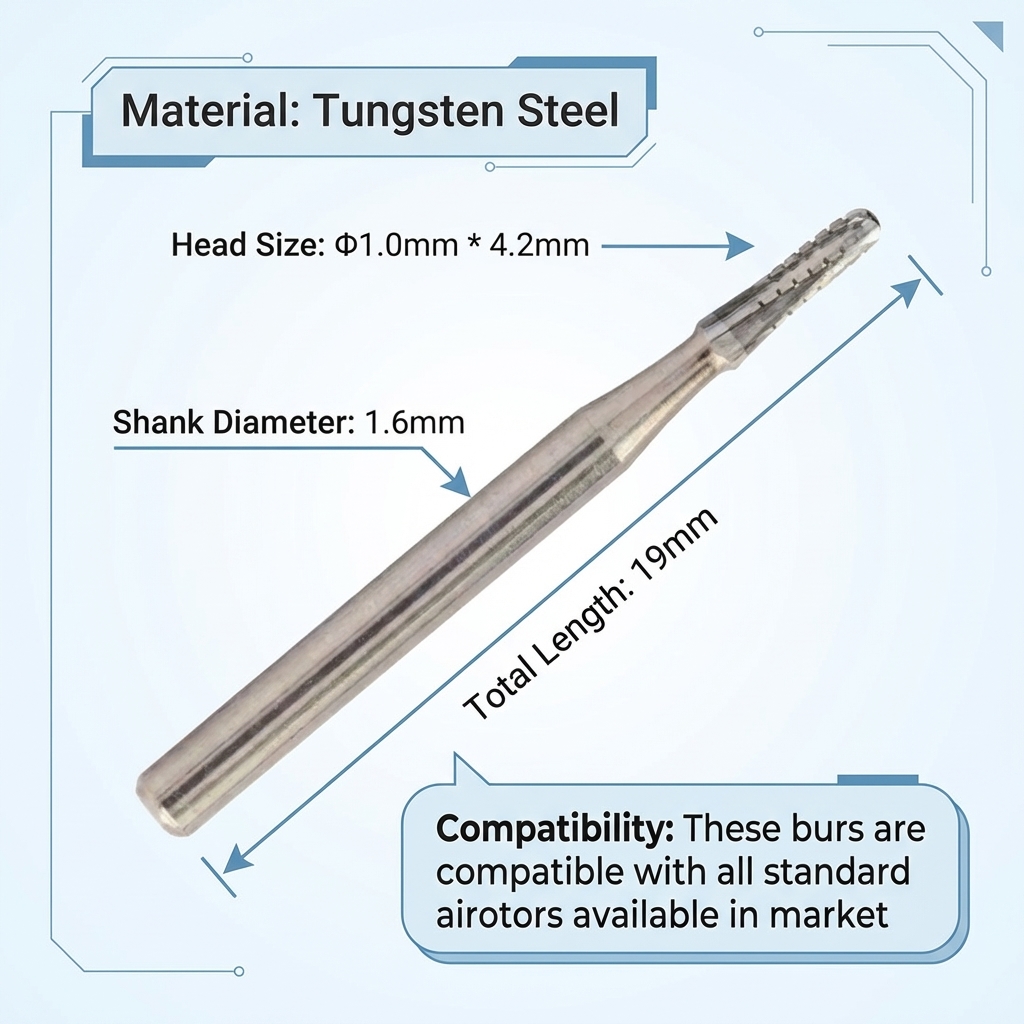 NewDiamond Round End Straight Cross-Cut FG Airotor Carbide Bur 1557 (Pack of 1)