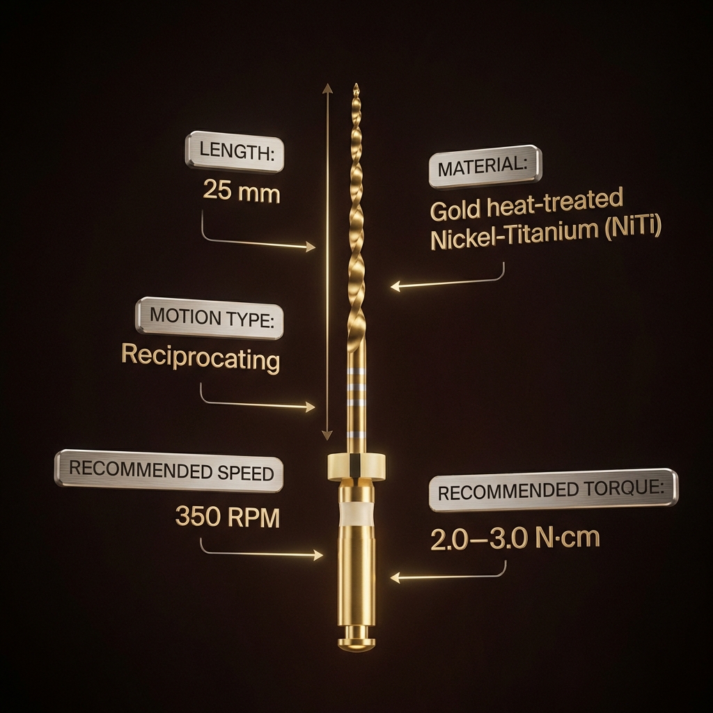 D - Perfect Endodontic Reciprocating Files Assorted TF4 Gold 25mm 