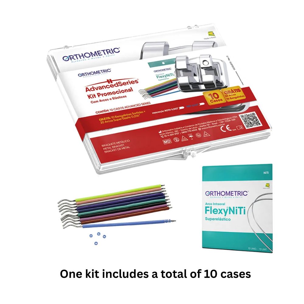 OrthoMetric Advanced Series Metal Bracket Promotional Kit MBT 022 - 10 Cases + Archwires + Stick Ligatures (10.11.2802)