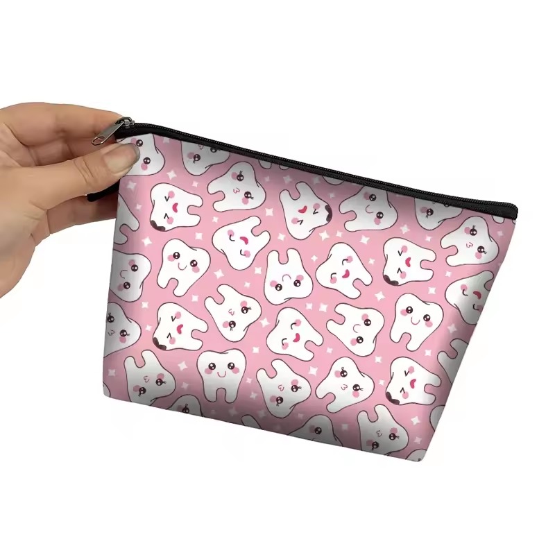 IDENTical Teeth Print Travel Pouch With Zipper
