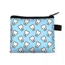 iDENTical Teeth Print Travel Pouch With Zipper - Blue 