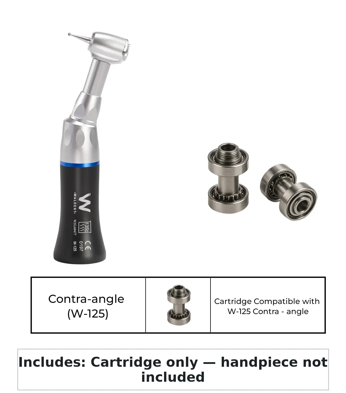 Cartridge For Waldent Push Button Contra-angle Handpiece - Black (W-125)