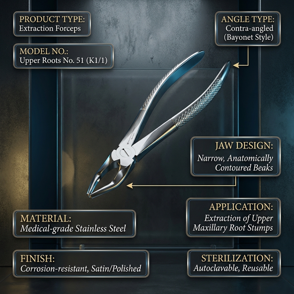 Waldent Tooth Extraction Forceps Upper Roots No.51 (K1/1)