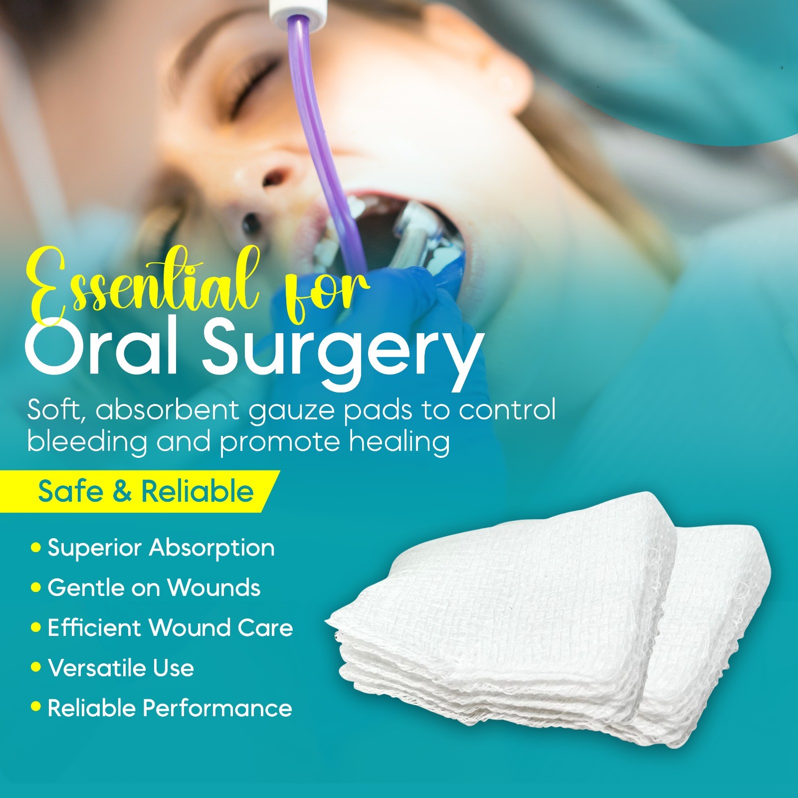 Pearsons Sterile Gauge Swabs 10cm x 10cm | 12Ply | Pack of 1 | 4/Pk