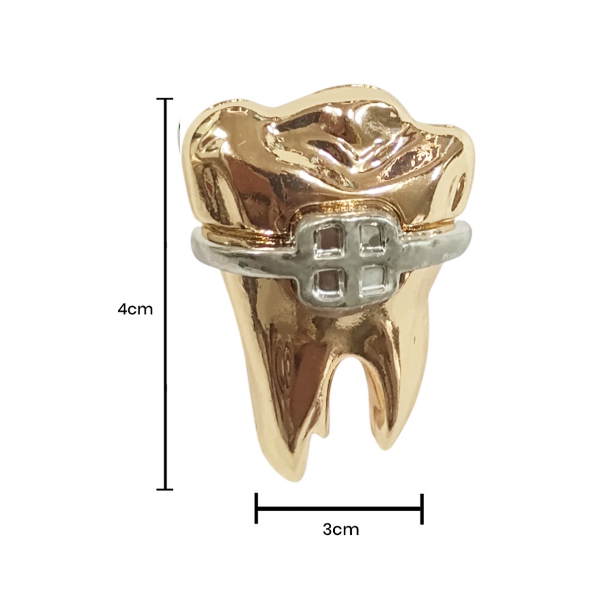 iDentical Golden Crown With Silver Bracket Tooth Shape Brooch - Pack of 1 (ZYR-7490)