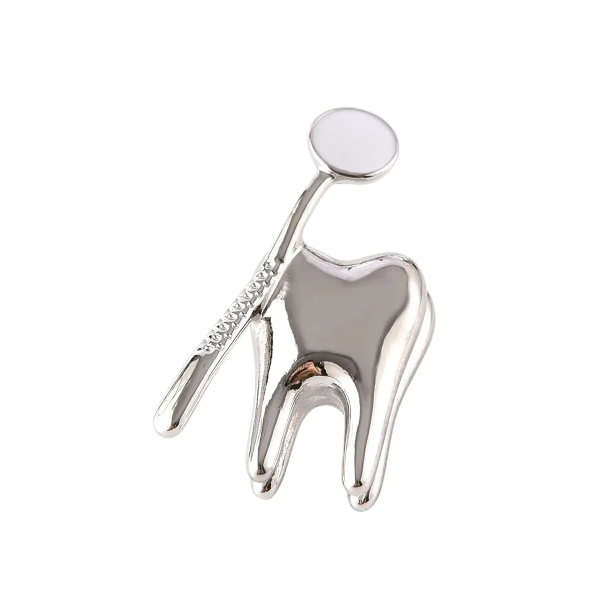 iDentical Silver Crown With Mirror Tooth Shape Brooch - Pack of 1 (ZYR-7423)