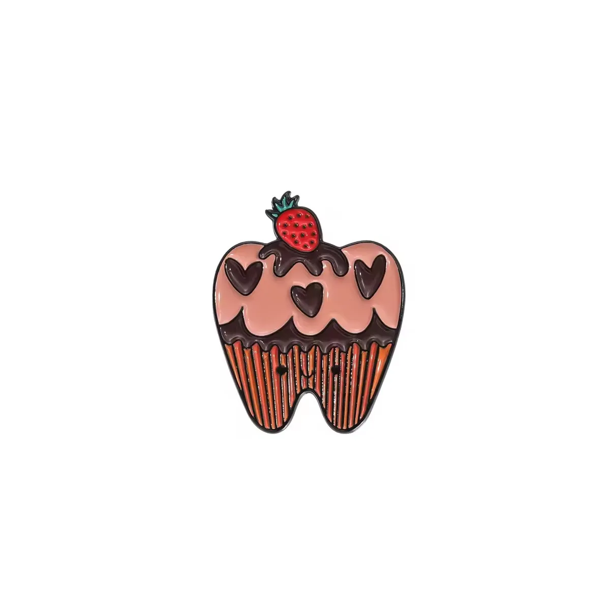iDentical Strawberry Tooth Shape Brooch - Pack of 1 (ZYR-7369)