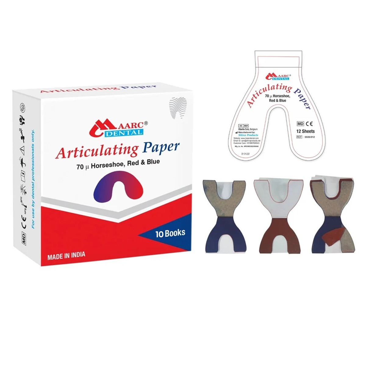 Maarc Articulating Paper 70 Microns Horseshoe Shaped - Blue/Red