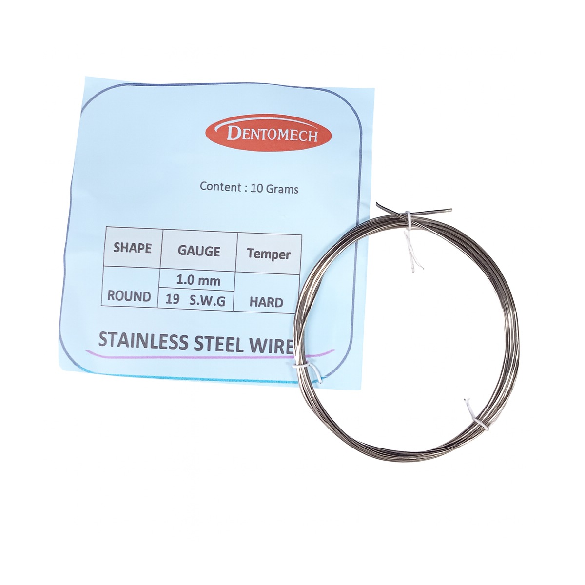 Dentomech Hard Steel Orthodontic Wire Pouch 10g - 19 Gauge (1.0 mm)