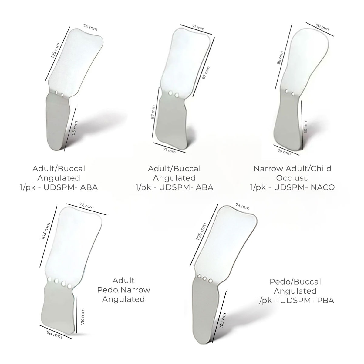 U Ortho Double Sided Stainless Steel Photographic Mirrors Angulated