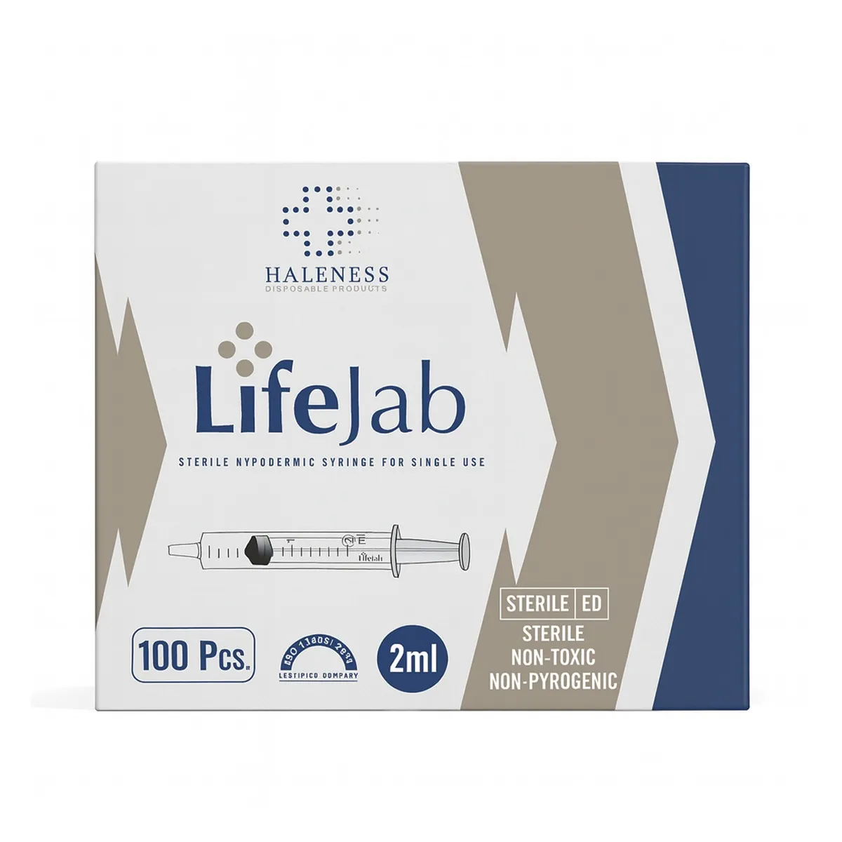 LifeJab Sterile Hypodermic Syringe With Needle 24 Gauge - 2ml