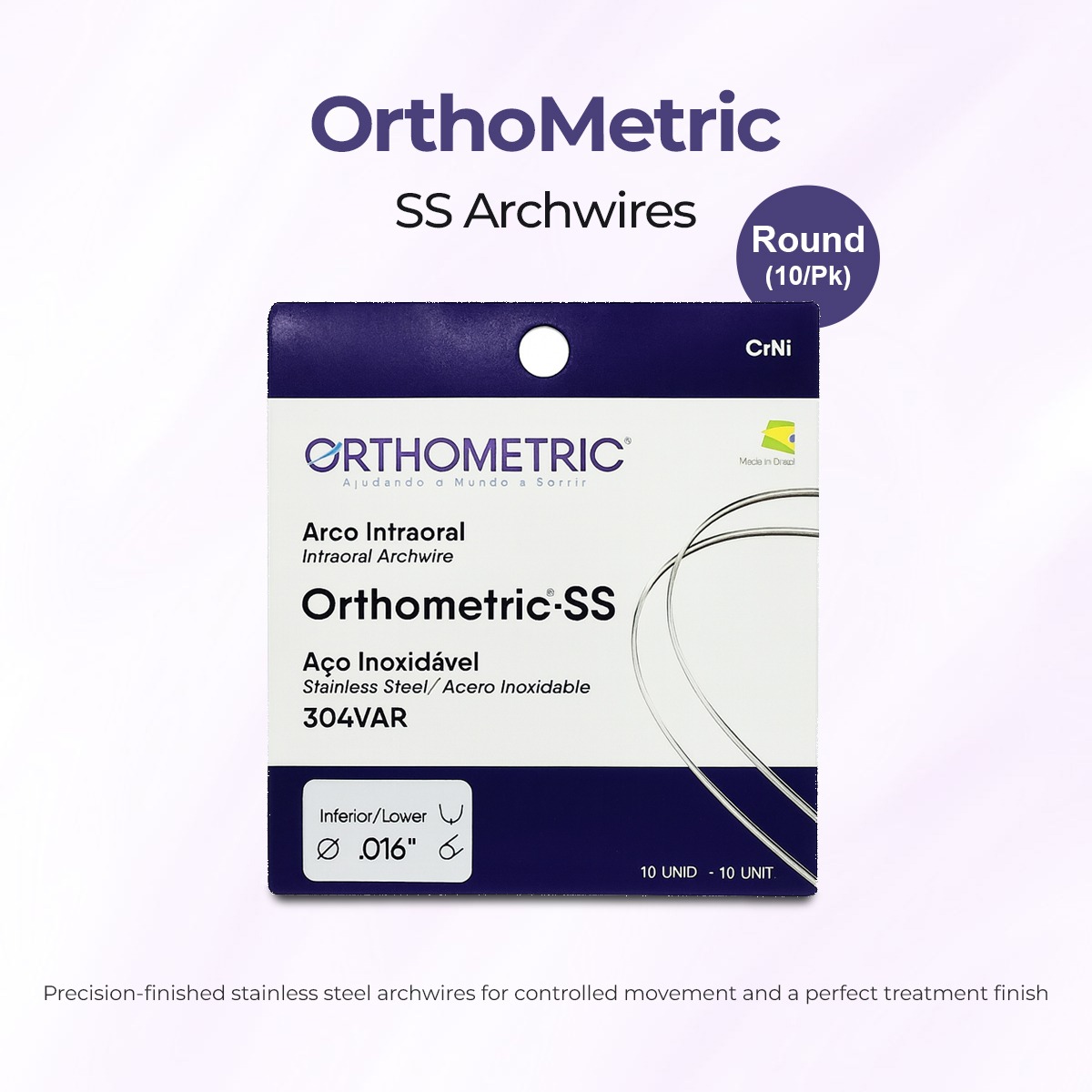 OrthoMetric Stainless Steel Archwires - Round (10/Pk)
