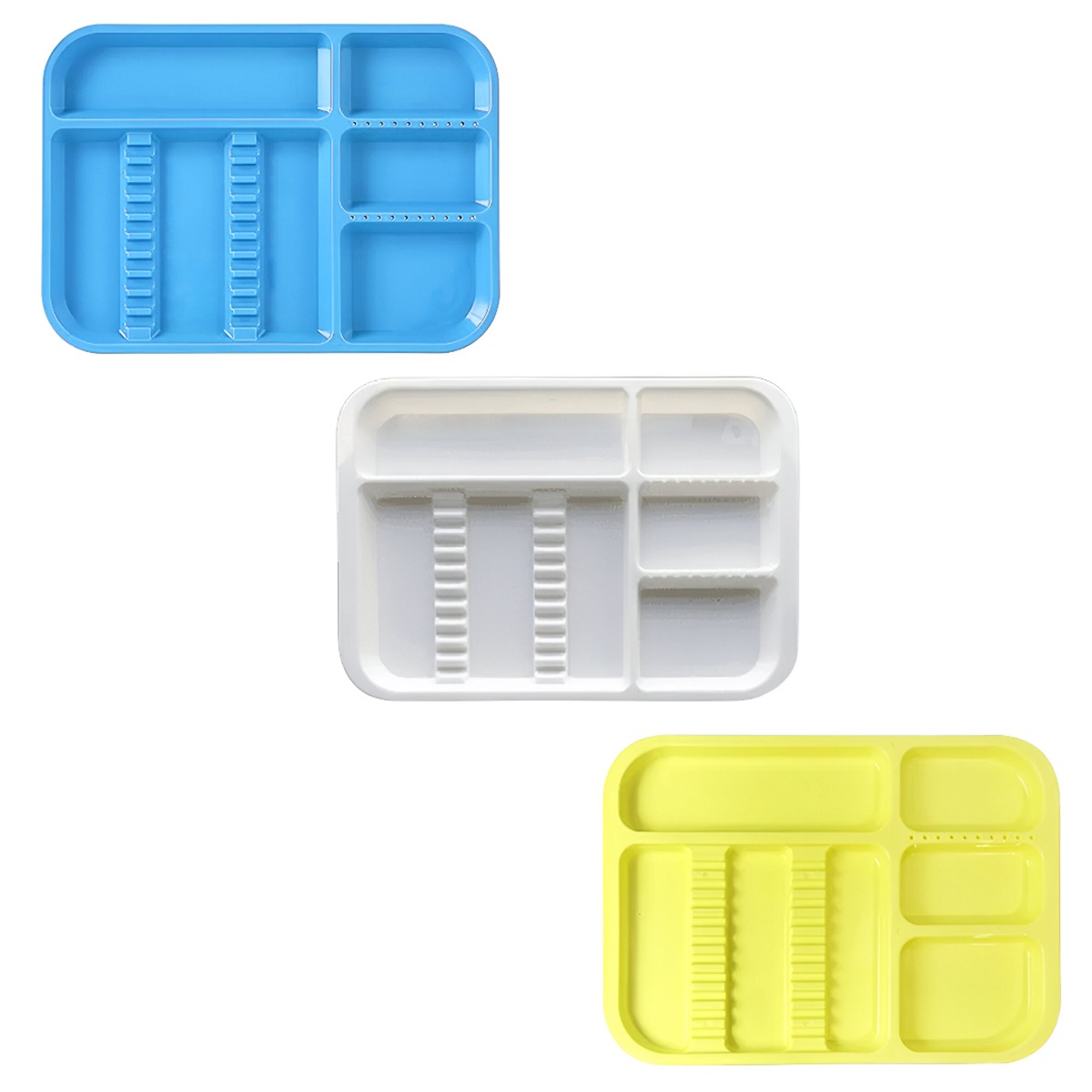 thumbnail image 2 of Shaind2014 3-Piece Autoclavable Plastic Dental Trays – Mini Flat, 3 Colors (#M04) 2 of 4