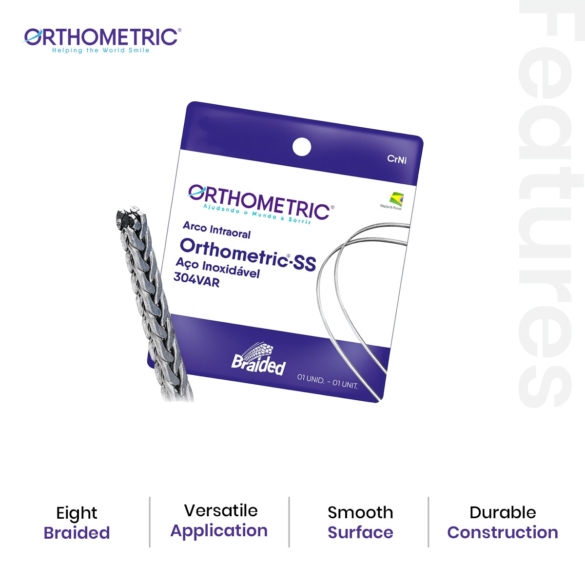 OrthoMetric Braided Eight Strand Woven SS Archwire - Rectangular (10/Pk)