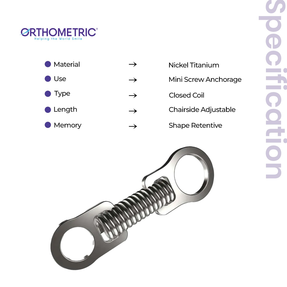 OrthoMetric Flexy NiTi Orthodontic Close Springs For Mini Screw