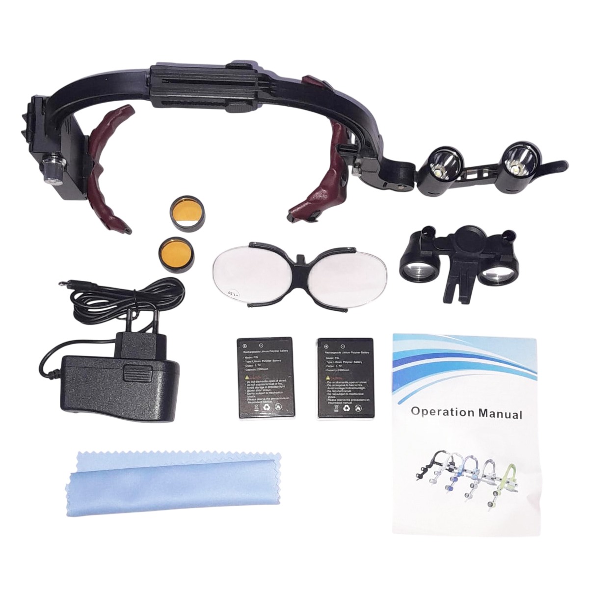 Waldent Head Mounted Double Light Magnifying Surgical Loupe - 3.5X (YT- DL04)