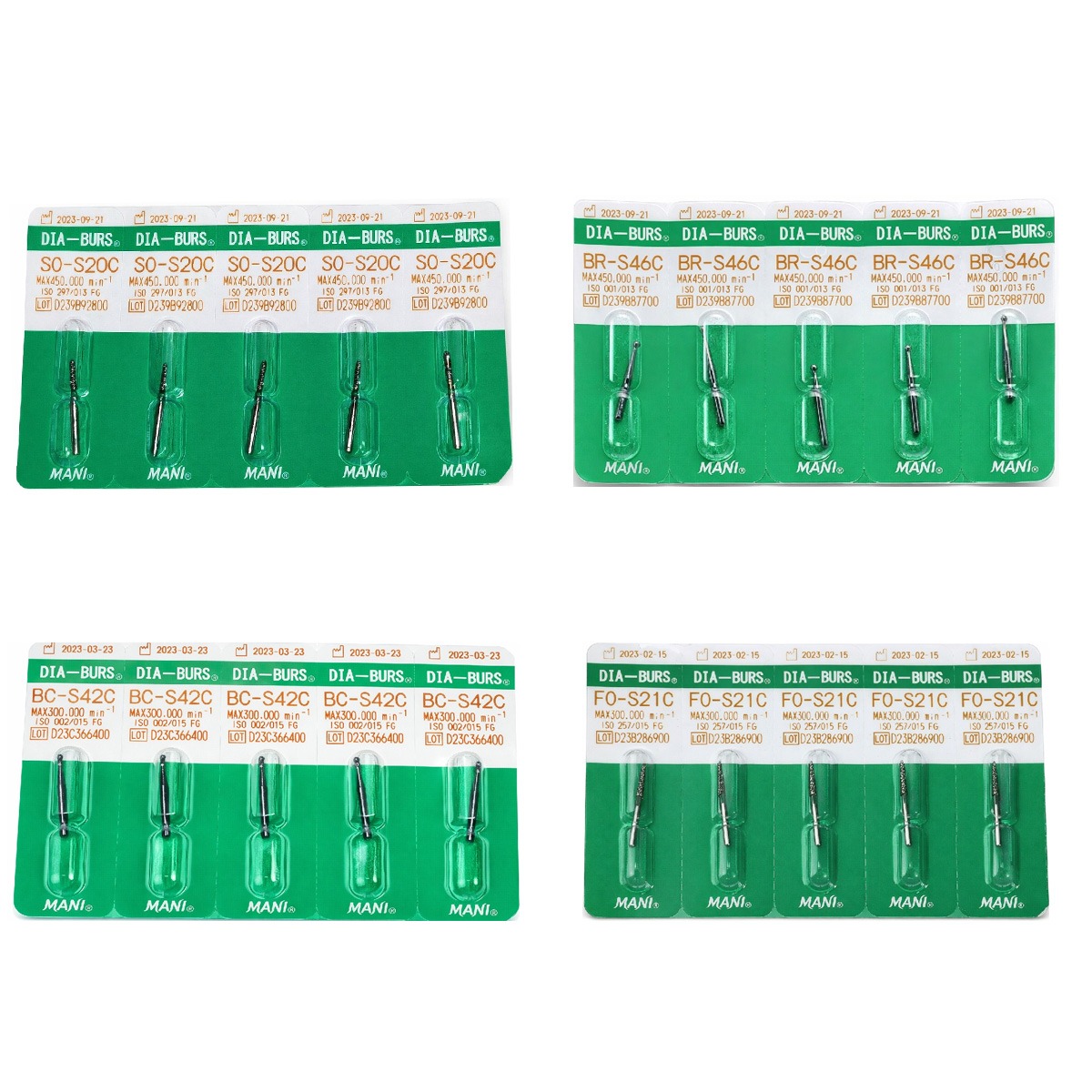 Mani Diamond Airotor Burs - Short Shank - Coarse