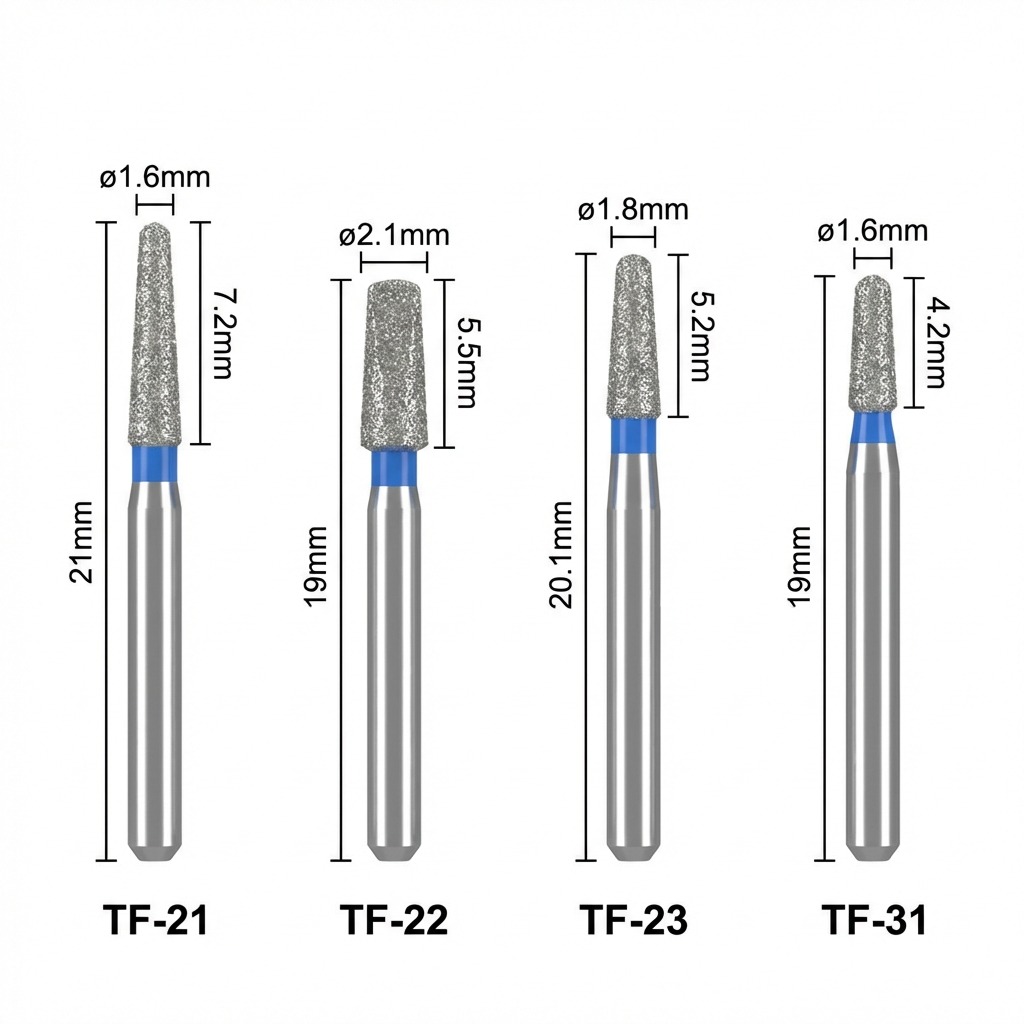 Mani Diamond Airotor Burs - Taper Flat End / Tf Series