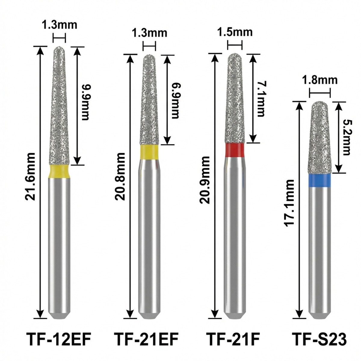 Mani Diamond Airotor Burs - Taper Flat End / Tf Series