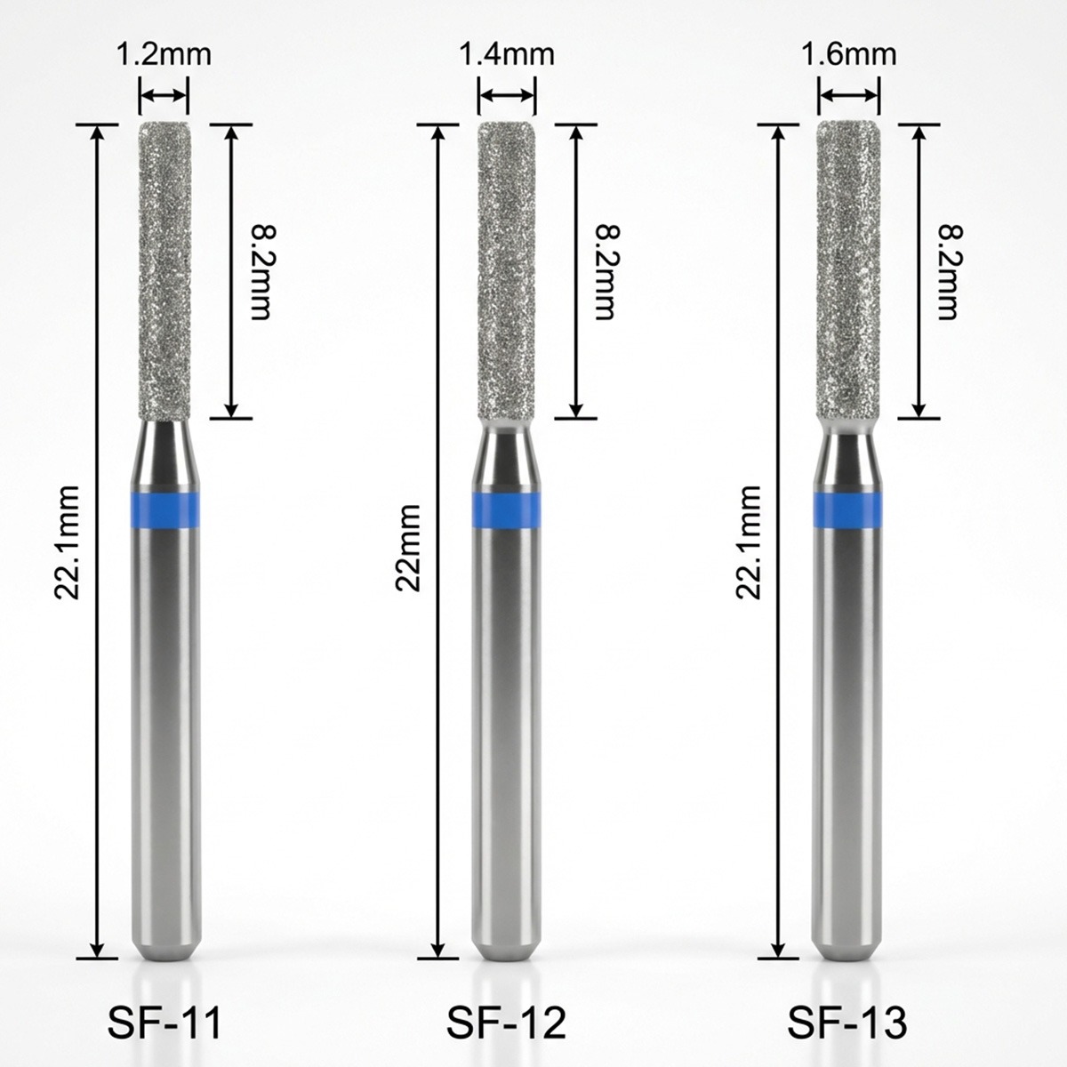 Mani Diamond Airotor Burs - Straight Flat End / Sf Series