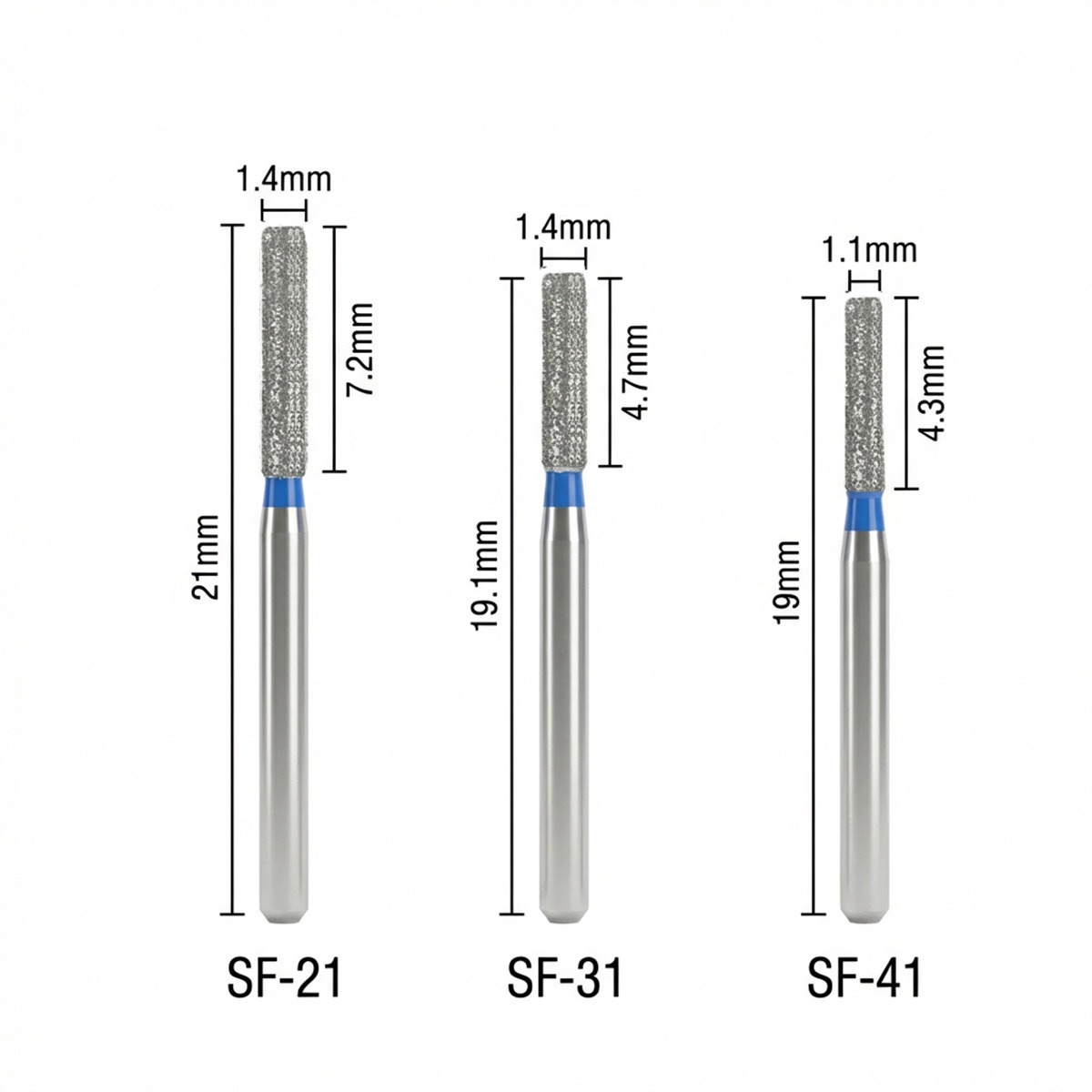 Mani Diamond Airotor Burs - Straight Flat End / Sf Series