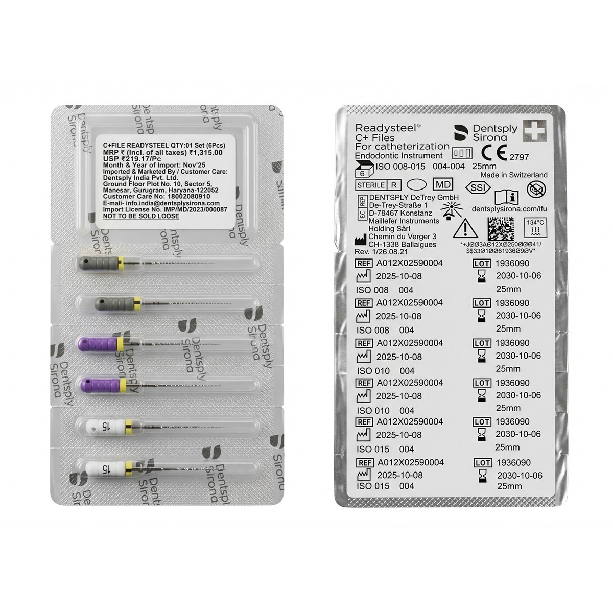 Dentsply C+ Ready Steel Endodontic Hand File 25mm Assorted #8-15