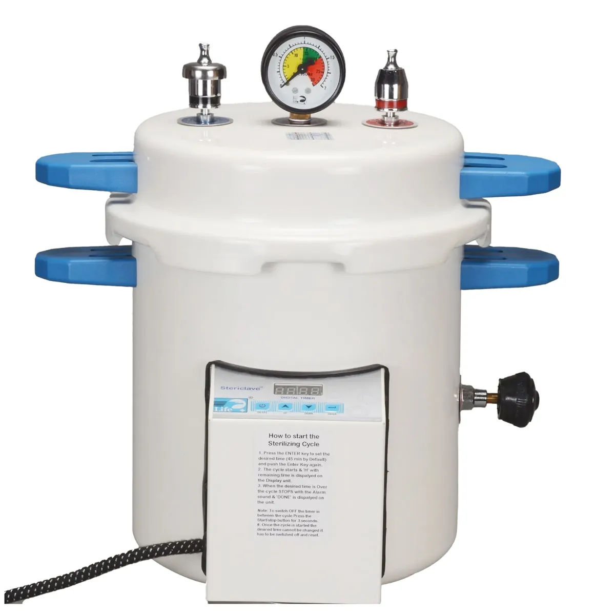 Life Stericlave With Digital Display Timer  - 16 Litres With Drum (9 x 9 inches) [ST1012EDT]