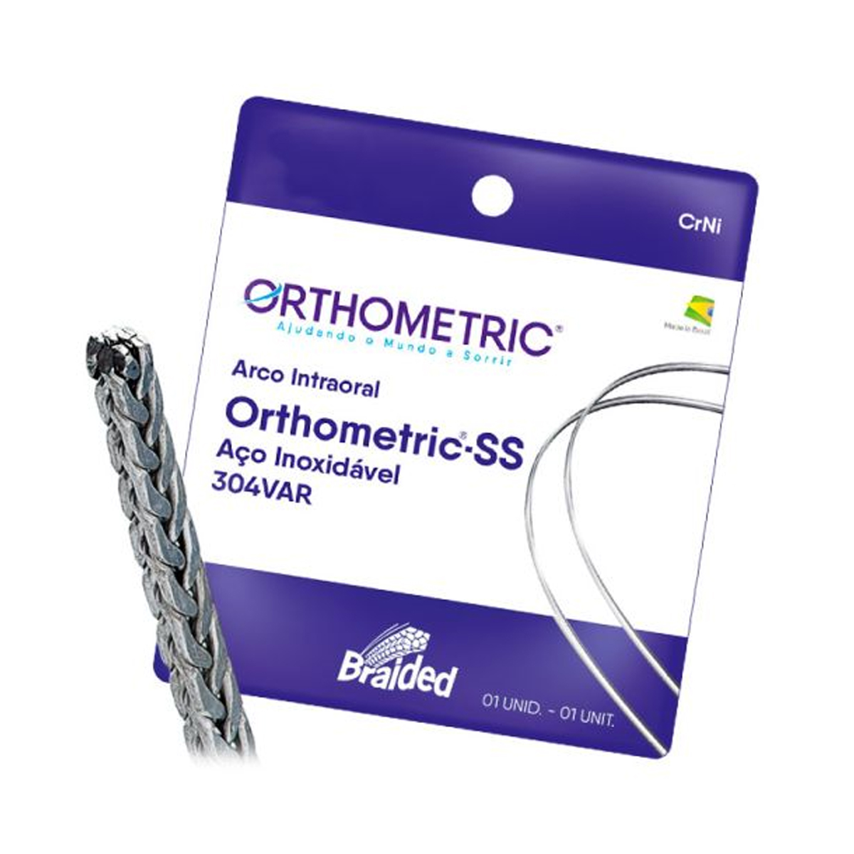 OrthoMetric Braided Eight Strand Woven SS Archwire Rectangular - 021 x 025 Upper - (51.55.2521)