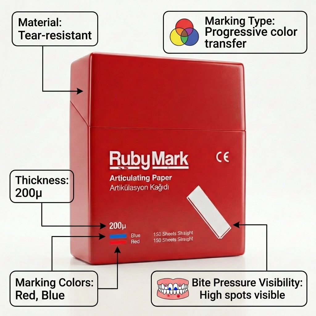Rubydent RubyMark Straight Articulating Paper Blue & Red Assorted 200μ - 300 sheets