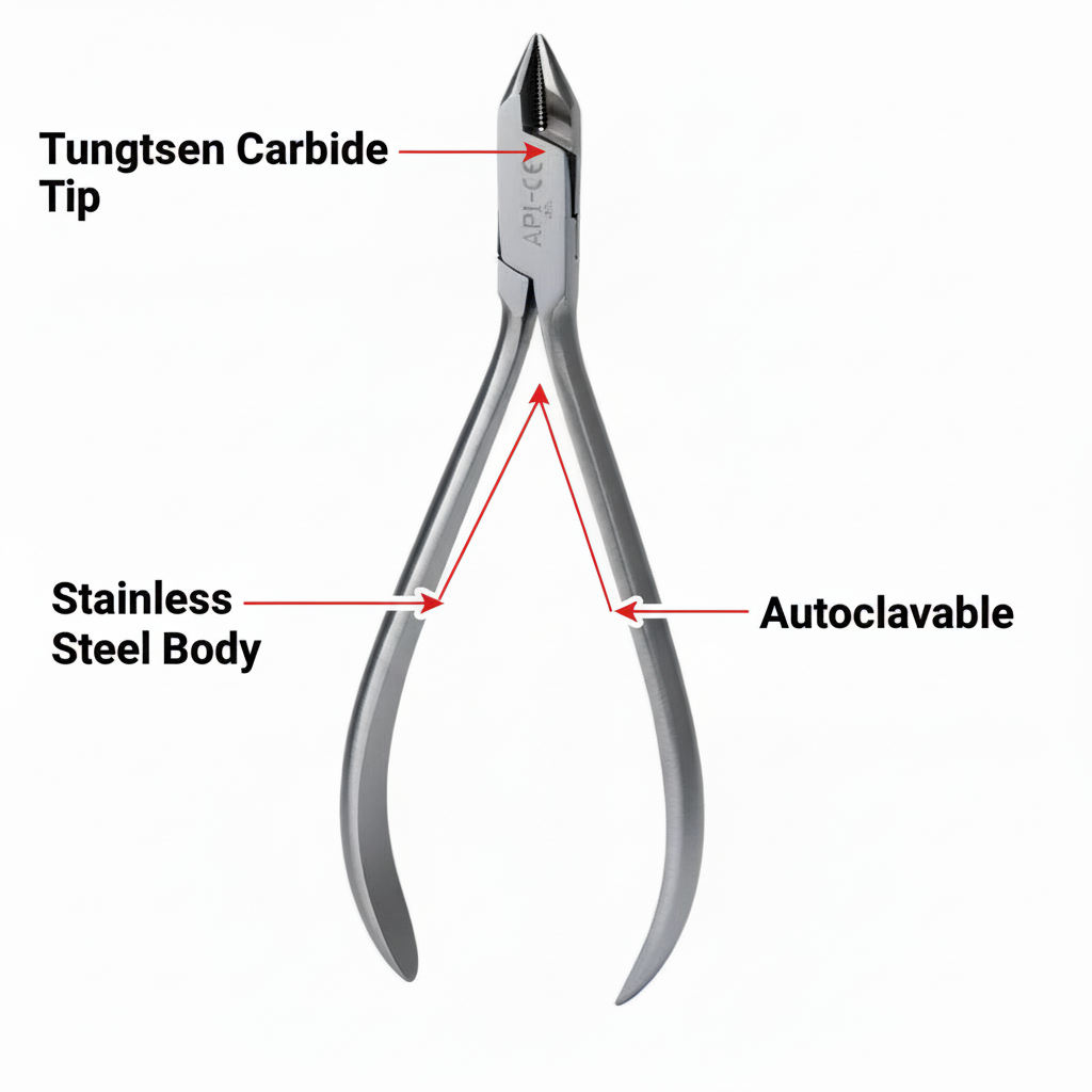 API Orthodontic Pliers TC - Crimpable Hook Placement