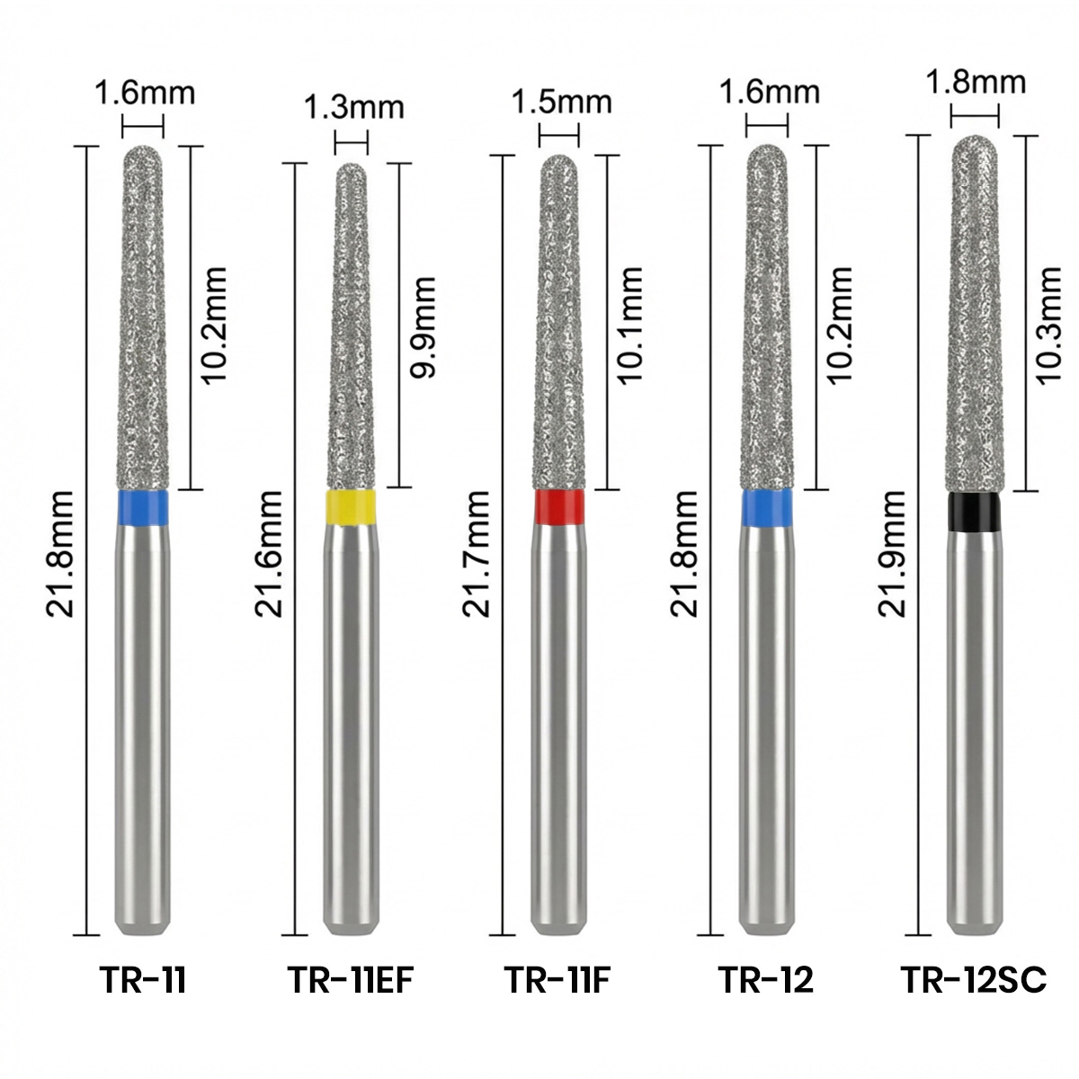 Mani Diamond Airotor Burs - Taper Round End / Tr Series