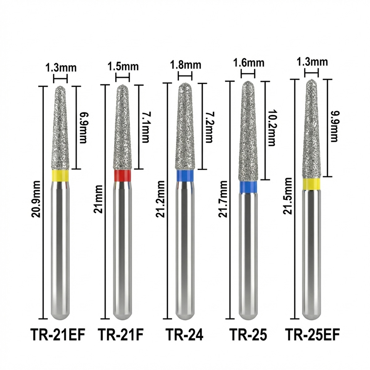 Mani Diamond Airotor Burs - Taper Round End / Tr Series