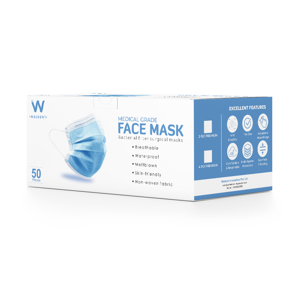 Waldent Face Mask 3 ply ( Pack Of 50 )