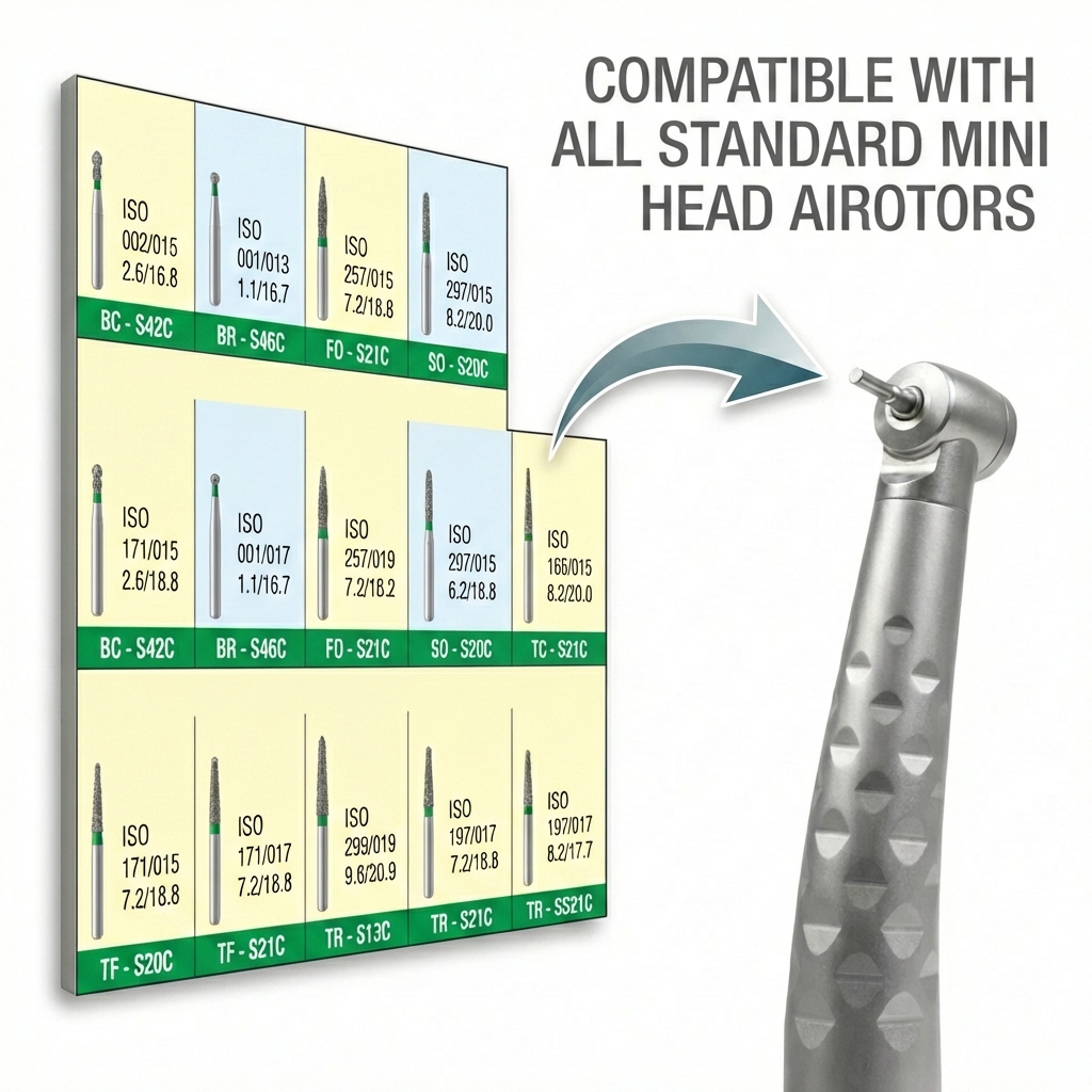 Mani Diamond Airotor Burs - Short Shank - Coarse