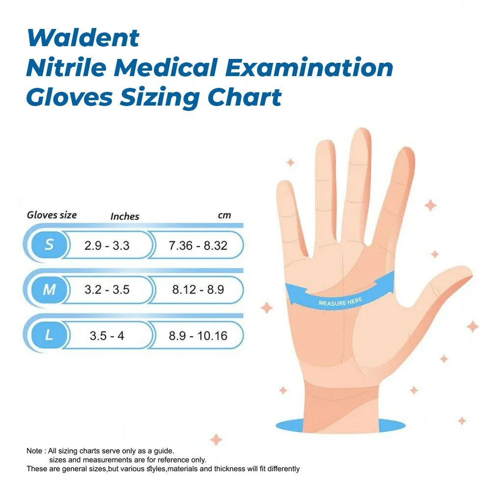 Waldent Nitrile Examination Gloves- Black