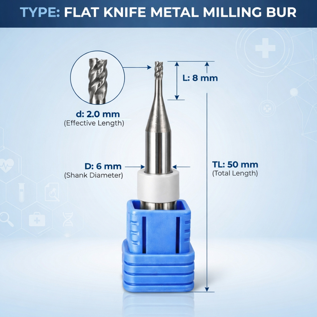 Nexy Metal Milling Bur DC - Flat Knife 2.0mm (JDM5DW Type)