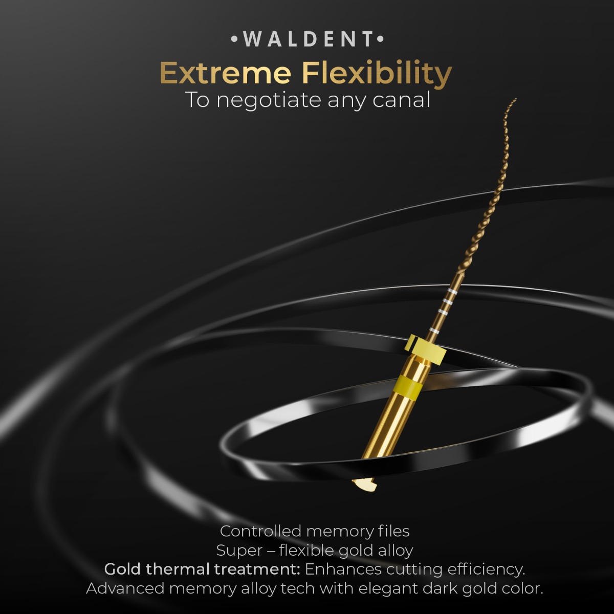 Waldent Wal-flex Gold Rotary Files 25mm Assorted- (W1-W6) (Pack Of 6) 