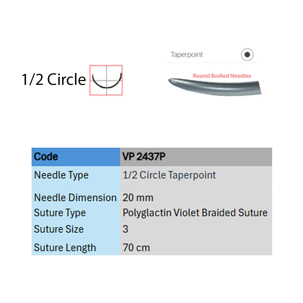 Ethicon Vicryl Plus # 3-0 Absorbable Violet Braided Suture (VP 2437P) (Pack Of 12)