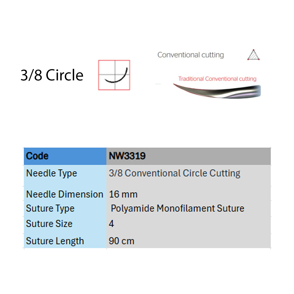 Ethicon Ethilon Sutures USP 4-0, 3/8 Circle Cutting Ethiprime