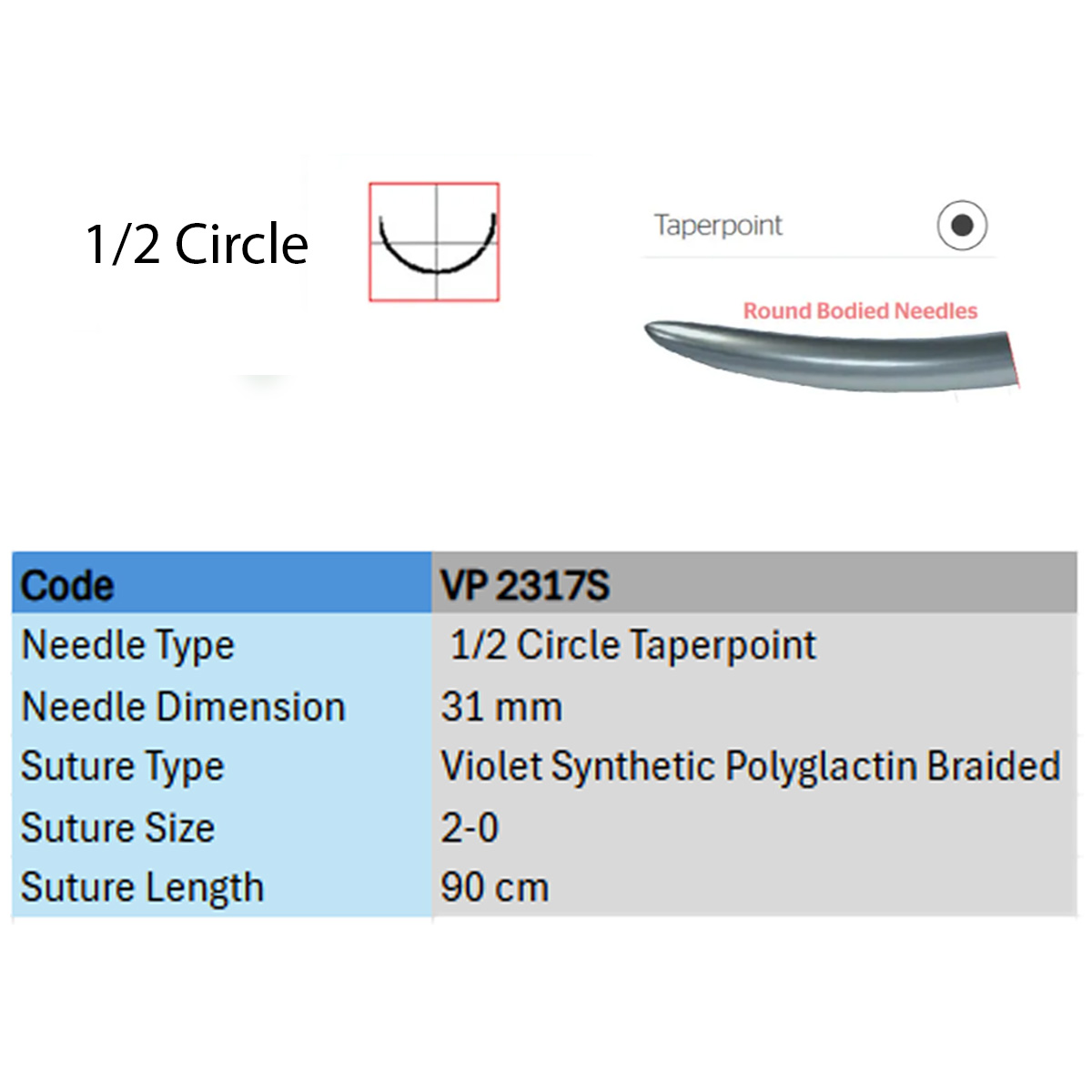 Ethicon VP 2317S Vicryl Plus Absorbable Surgical Sutures (MH-1 31MM 1/2 Circle Taperpoint) Pack Of 12