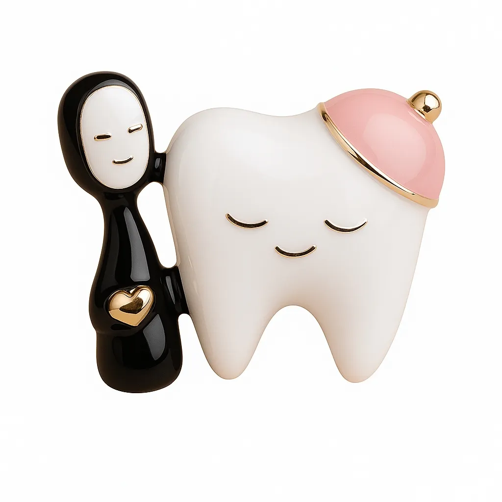 iDentical Tooth With Pink Cap & Toothbrush Shape Brooch – Pack of 1 (ZYR-4060)