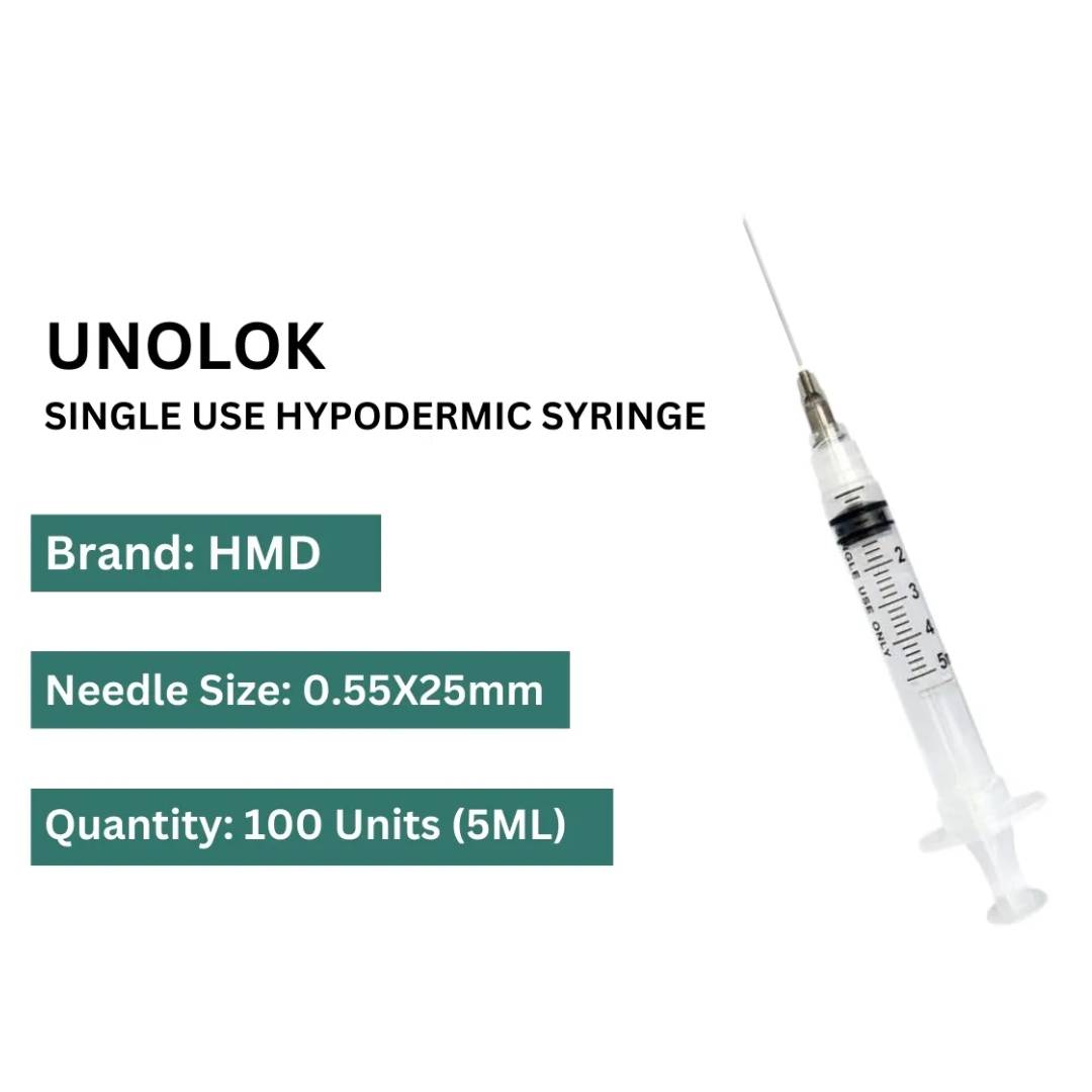 HMD Unolok Syringe 5ml | 27 Gauge | 1.5 Inch Needle