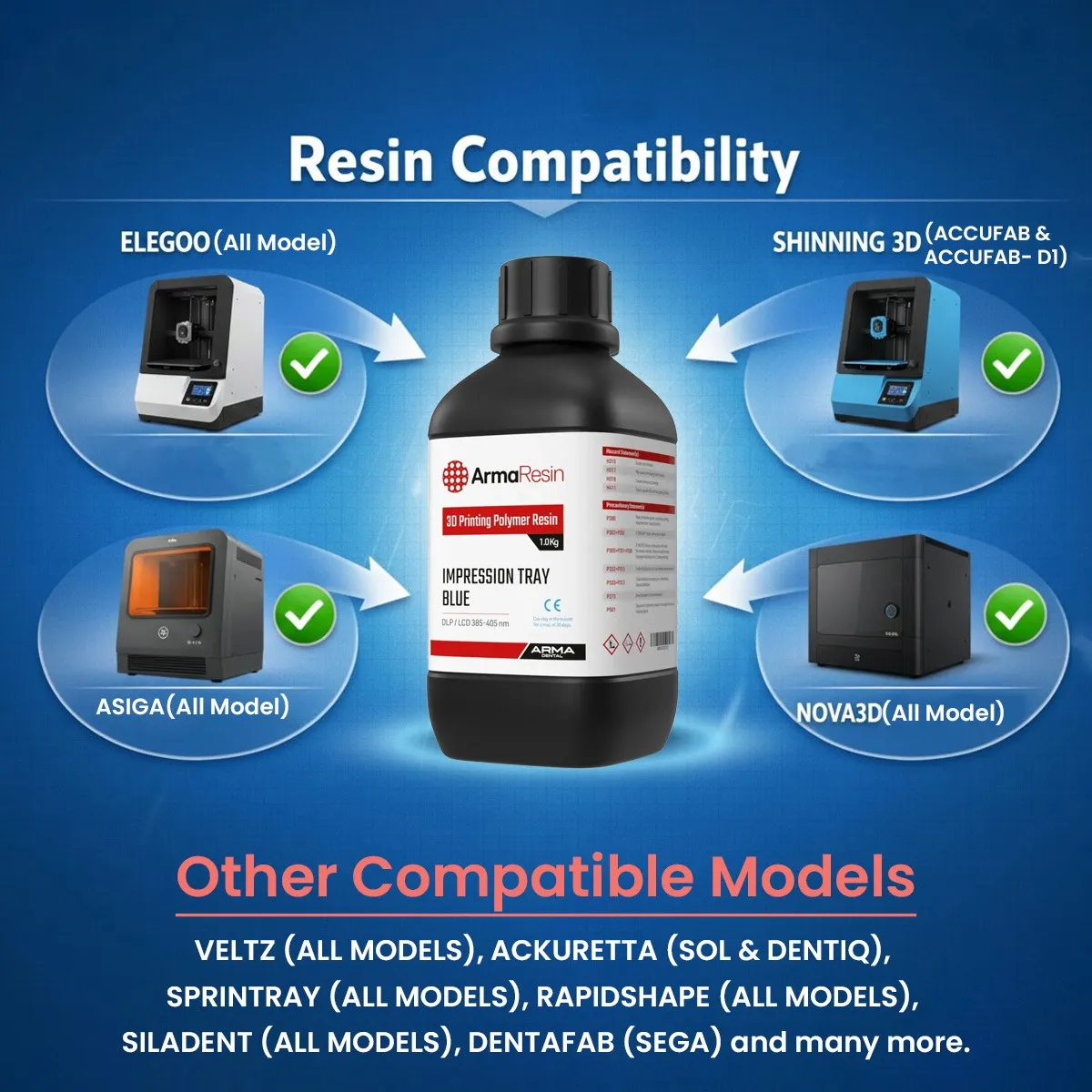 Arma Dental 3D Printing Resin - Impression Tray (1 KG) - Blue