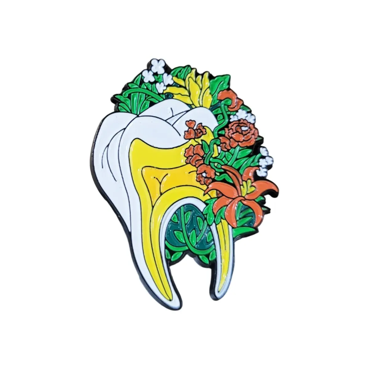 iDentical Tooth Shape Brooch With Floral Design - Pack of 1 (ZYR-7608)