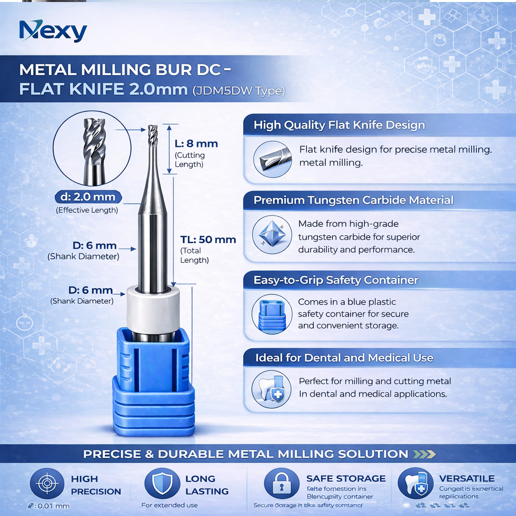 Nexy Metal Milling Bur DC - Flat Knife 2.0mm (JDM5DW Type)
