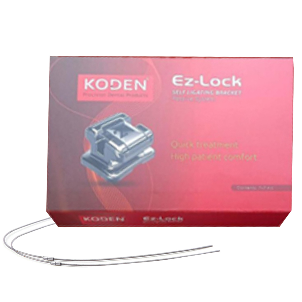 Koden EZ Lock Metal Self Ligating Bracket Kit MBT 018 With 3 Sets of Cu NiTi Archwires