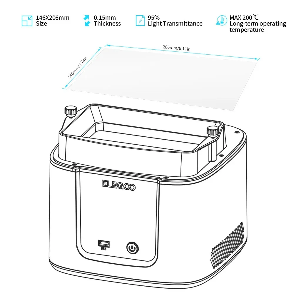 Elegoo Mars 4 Max LCD 3D Printer FEP Film (Pack of 5)